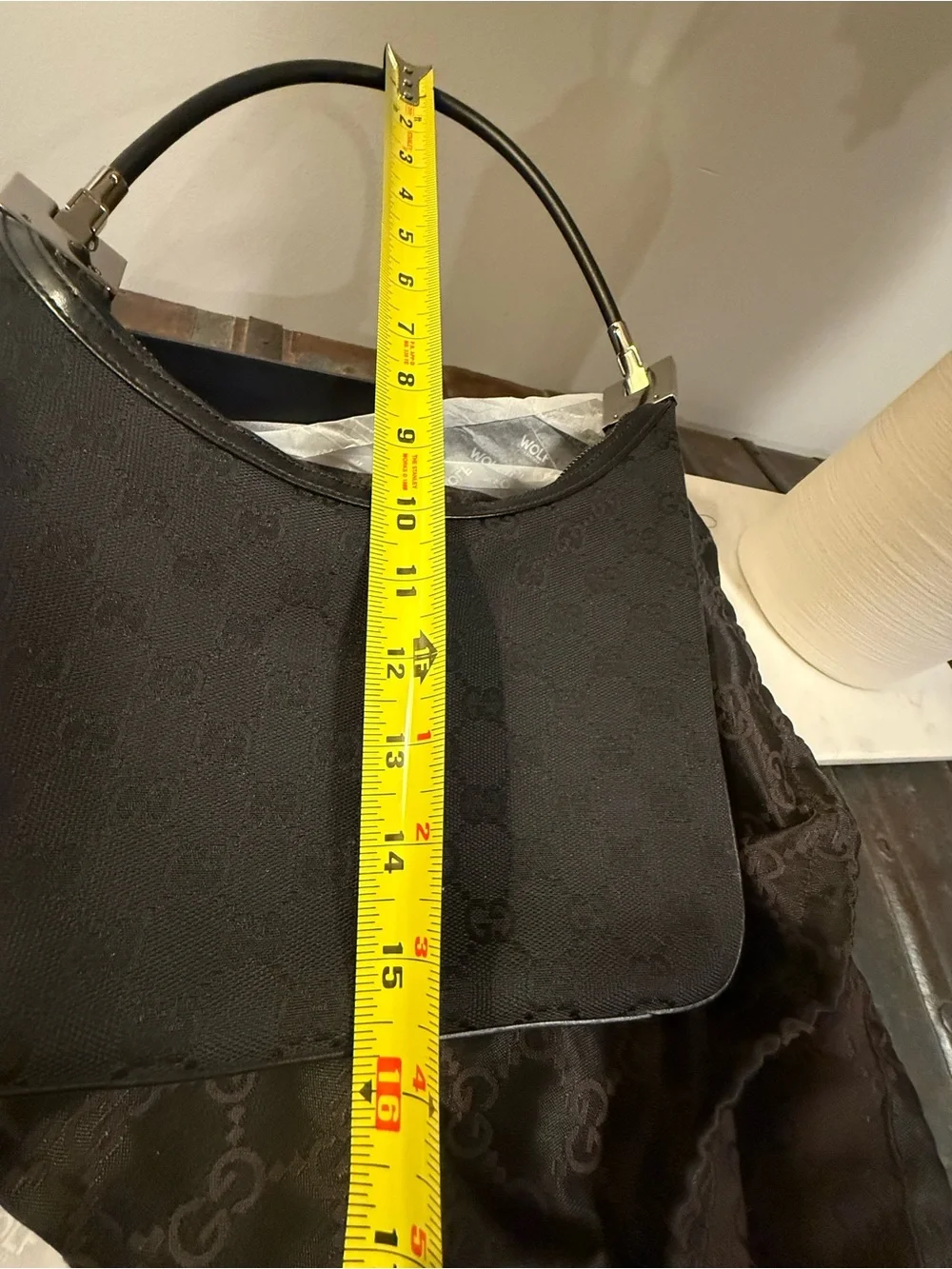 VINTAGE Gucci (Tom Ford Era) Black GG Canvas Hobo
